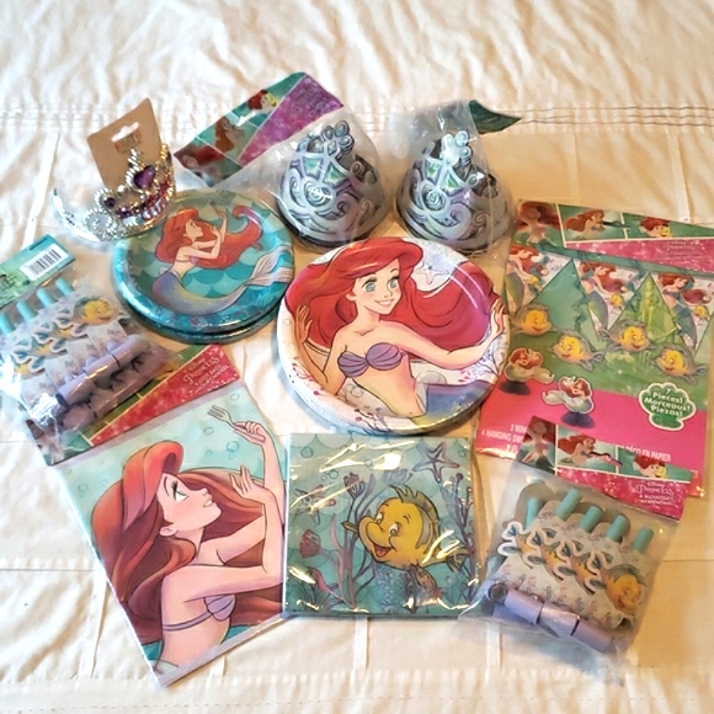 🎉 DISNEY - NWT - The Little Mermaid - Birthday Party Set 8-16
